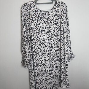 Ann Taylor LOFT White, Gray, Black Leopard Print Size 14